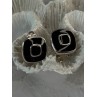 925 Sterling Silver Black & Brown Onyx Clip Earrings Length 0.60 inch