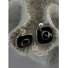 925 Sterling Silver Black & Brown Onyx Clip Earrings Length 0.60 inch