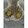 925 Sterling Silver Gold Plated Opal Earrings Length 0.70 inch