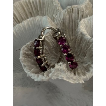 925 Sterling Silver Almandine Earrings Length 0.90 inch