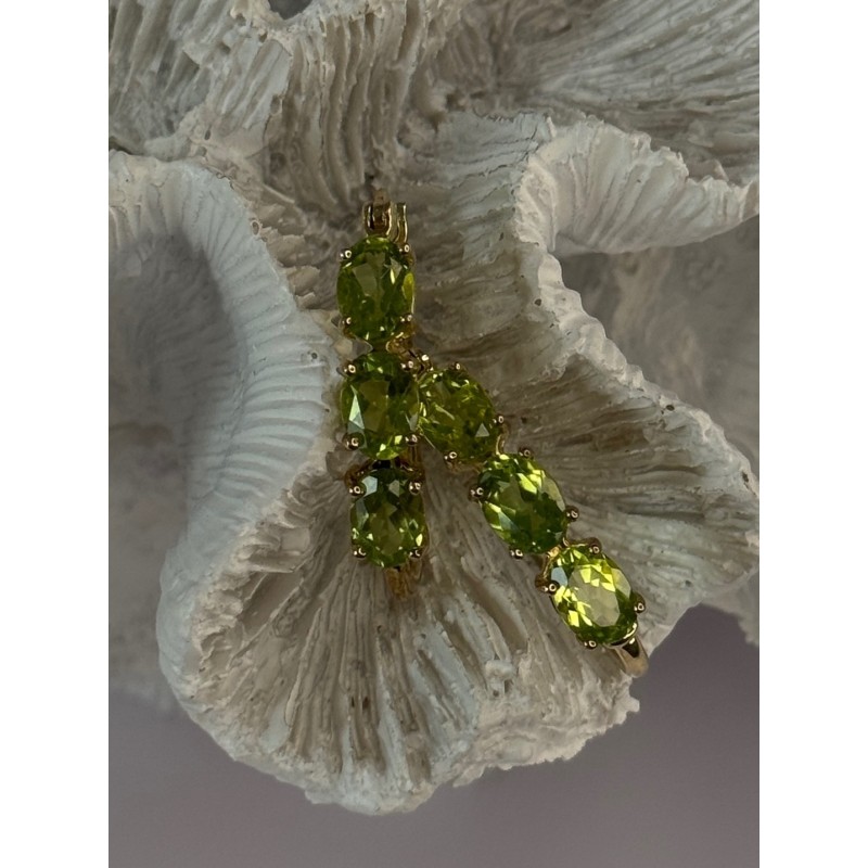 925 Sterling Silver Gold Plated Peridot Earrings Length 1.10 inch