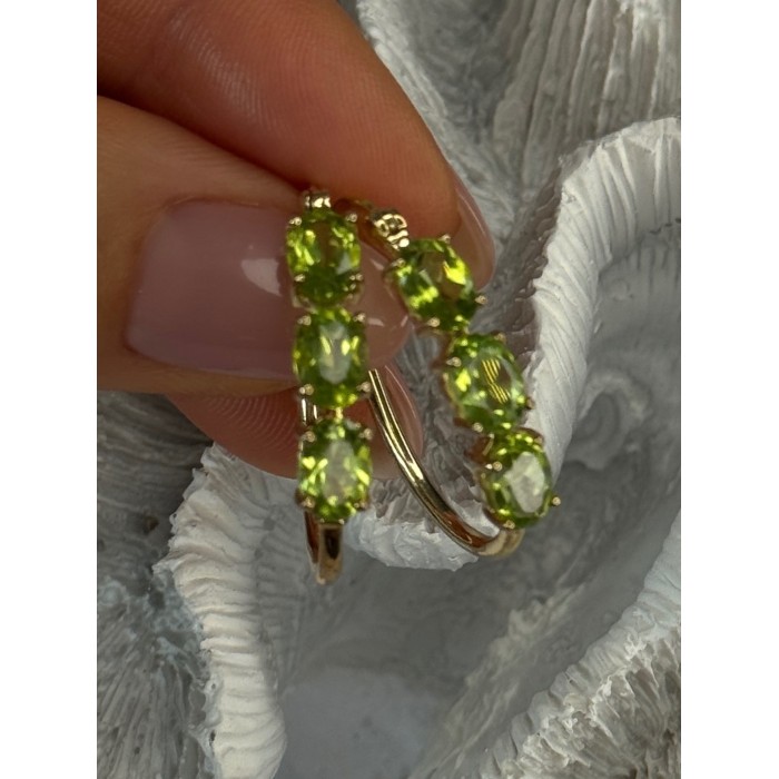 925 Sterling Silver Gold Plated Peridot Earrings Length 1.10 inch