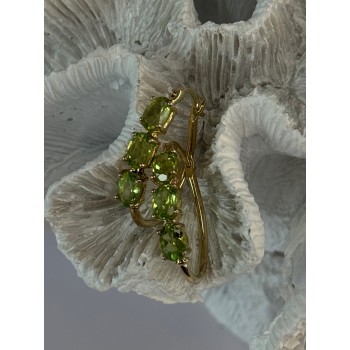 925 Sterling Silver Gold Plated Peridot Earrings Length 1.10 inch
