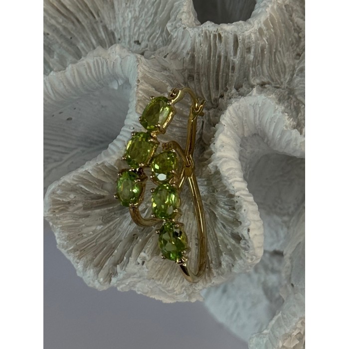 925 Sterling Silver Gold Plated Peridot Earrings Length 1.10 inch