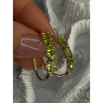 925 Sterling Silver Gold Plated Peridot Earrings Length 1.10 inch