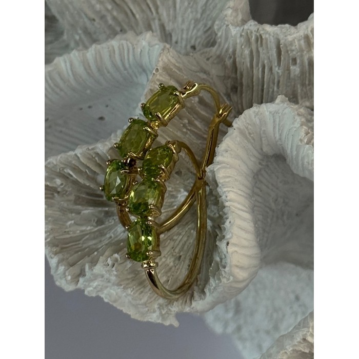 925 Sterling Silver Gold Plated Peridot Earrings Length 1.10 inch