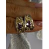 925 Sterling Silver Gold Plated Part Amethyst Earrings Length 0.70 inch