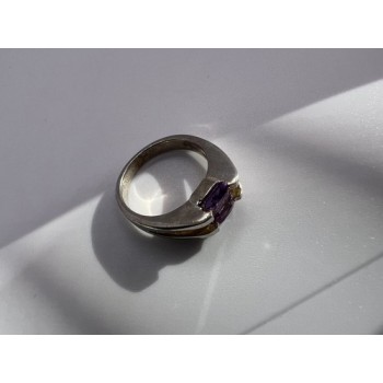 925 Sterling Silver Amethyst Cna Ring Size 7