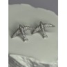 925 Sterling Silver Swallow Stud Earrings CZ Length 0.55 Inch