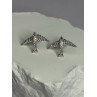925 Sterling Silver Swallow Stud Earrings CZ Length 0.55 Inch