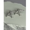 925 Sterling Silver Swallow Stud Earrings CZ Length 0.55 Inch