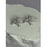 925 Sterling Silver Swallow Stud Earrings CZ Length 0.55 Inch