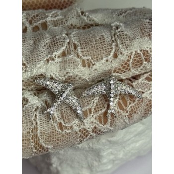 925 Sterling Silver Swallow Stud Earrings CZ Length 0.55 Inch