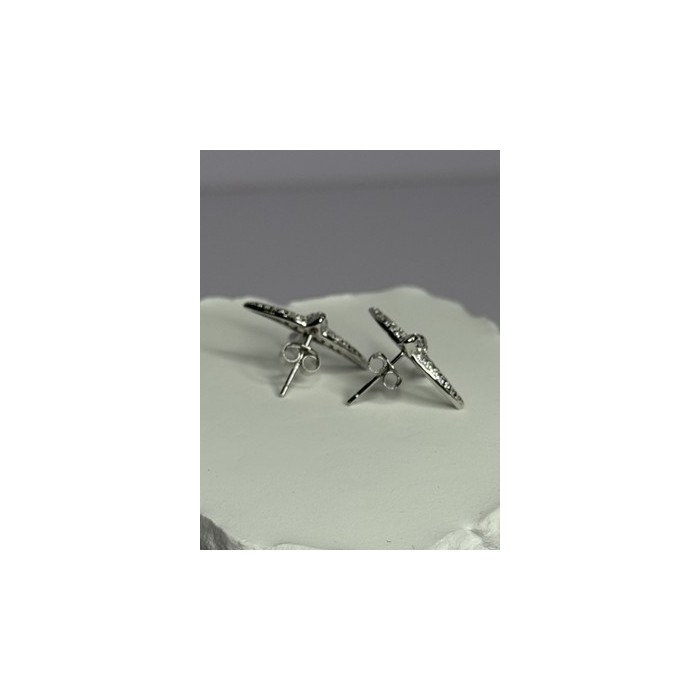925 Sterling Silver Swallow Stud Earrings CZ Length 0.55 Inch