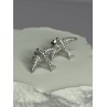925 Sterling Silver Swallow Stud Earrings CZ Length 0.55 Inch