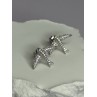 925 Sterling Silver Swallow Stud Earrings CZ Length 0.55 Inch