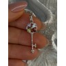 925 Sterling Silver Flower Key Multi Color Gemstones Pendant Length 1.40 inch