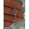 925 Sterling Silver Flower Key Multi Color Gemstones Pendant Length 1.40 inch
