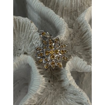 925 Sterling Silver Citrine Flower Pendant Length 1.15 inch