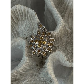 925 Sterling Silver Citrine Flower Pendant Length 1.15 inch