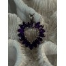 925 Sterling Silver Amethyst Heart Pendant Length 1.15 inch