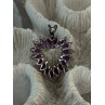 925 Sterling Silver Amethyst Heart Pendant Length 1.15 inch
