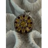 925 Sterling Silver Citrine Garnet Diamond Pendant Length 1.50 inch