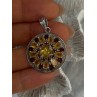 925 Sterling Silver Citrine Garnet Diamond Pendant Length 1.50 inch
