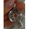 925 Sterling Silver Citrine Garnet Diamond Pendant Length 1.50 inch