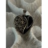 Vintage 925 Sterling Silver Onyx & Marcasite Heart Locket Pendant