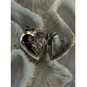 Vintage 925 Sterling Silver Onyx & Marcasite Heart Locket Pendant