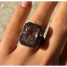 925 STERLING SILVER GOLD PLATED MORGANITE & AMETHYST RING SIZE 6