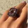 925 STERLING SILVER GOLD PLATED MORGANITE & AMETHYST RING SIZE 6