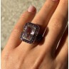 925 STERLING SILVER GOLD PLATED MORGANITE & AMETHYST RING SIZE 6