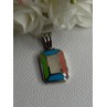 Vintage 925 Sterling Silver Abalone & Agate Pendant Length 1.40 Inch