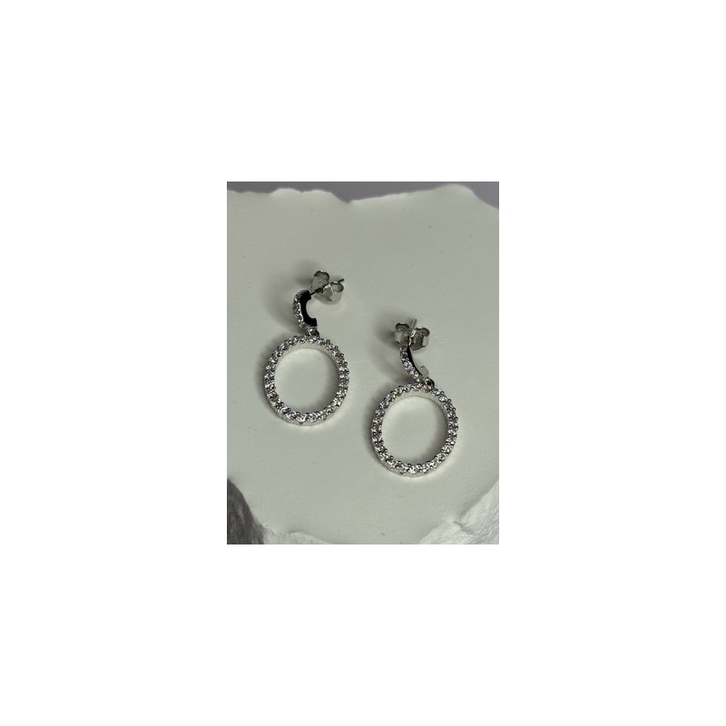 925 Sterling Silver Elegant CZ Earrings Length 1 Inch