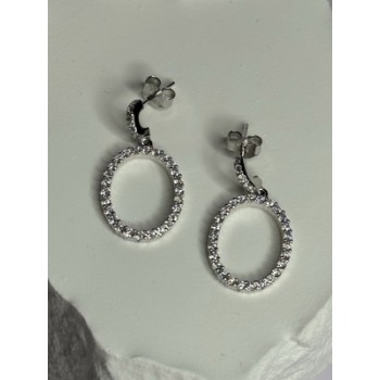 925 Sterling Silver Elegant CZ Earrings Length 1 Inch