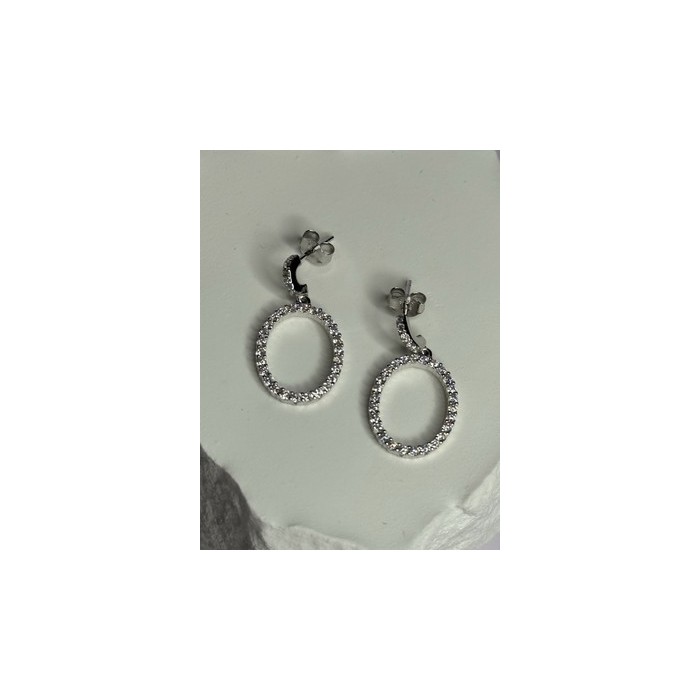 925 Sterling Silver Elegant CZ Earrings Length 1 Inch
