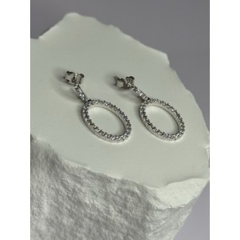925 Sterling Silver Elegant CZ Earrings Length 1 Inch