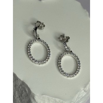 925 Sterling Silver Elegant CZ Earrings Length 1 Inch