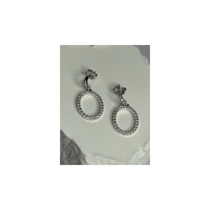 925 Sterling Silver Elegant CZ Earrings Length 1 Inch