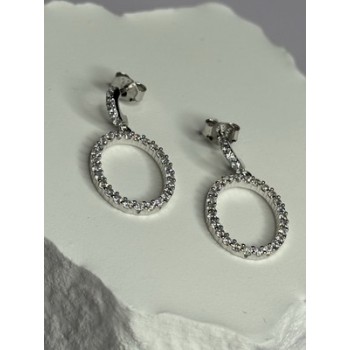 925 Sterling Silver Elegant CZ Earrings Length 1 Inch