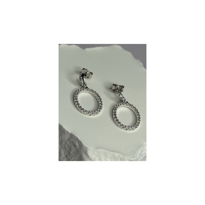 925 Sterling Silver Elegant CZ Earrings Length 1 Inch