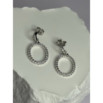 925 Sterling Silver Elegant CZ Earrings Length 1 Inch