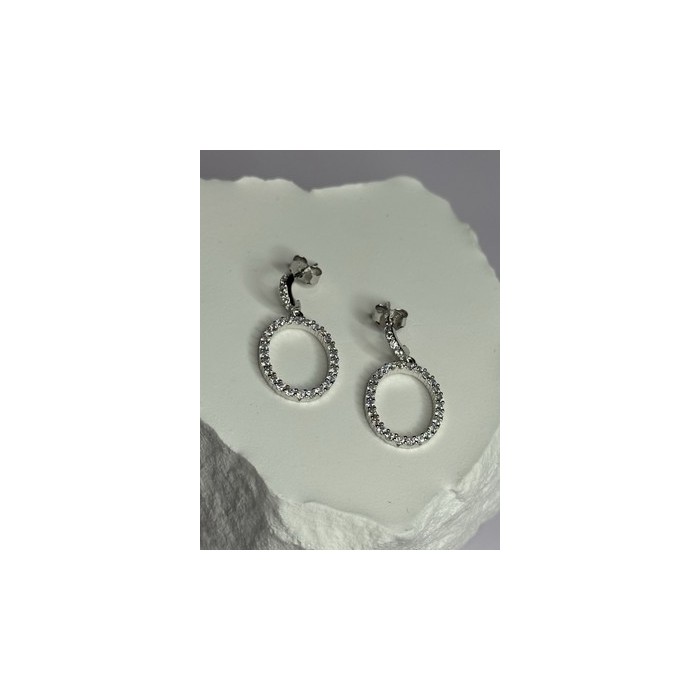 925 Sterling Silver Elegant CZ Earrings Length 1 Inch