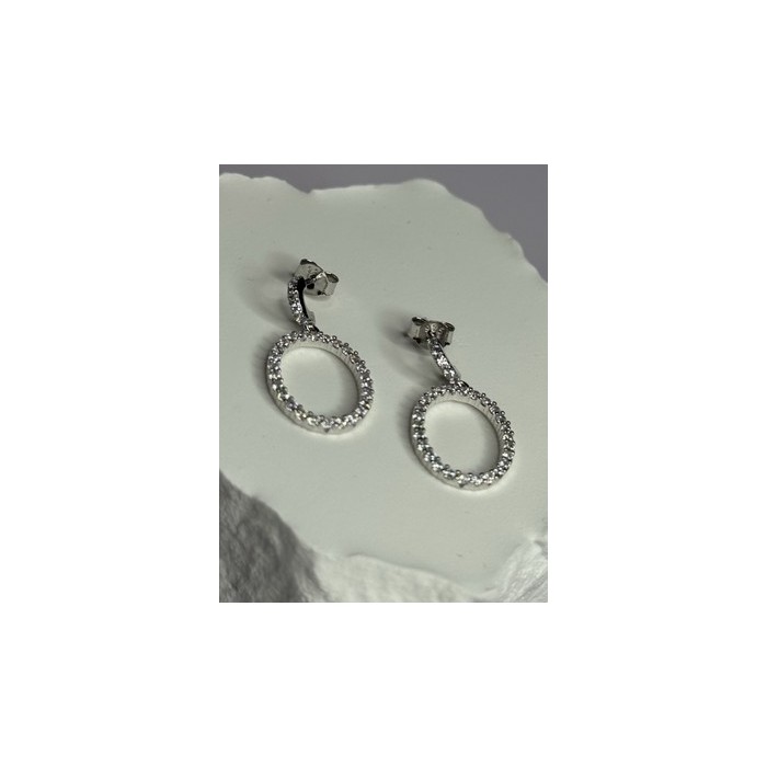 925 Sterling Silver Elegant CZ Earrings Length 1 Inch