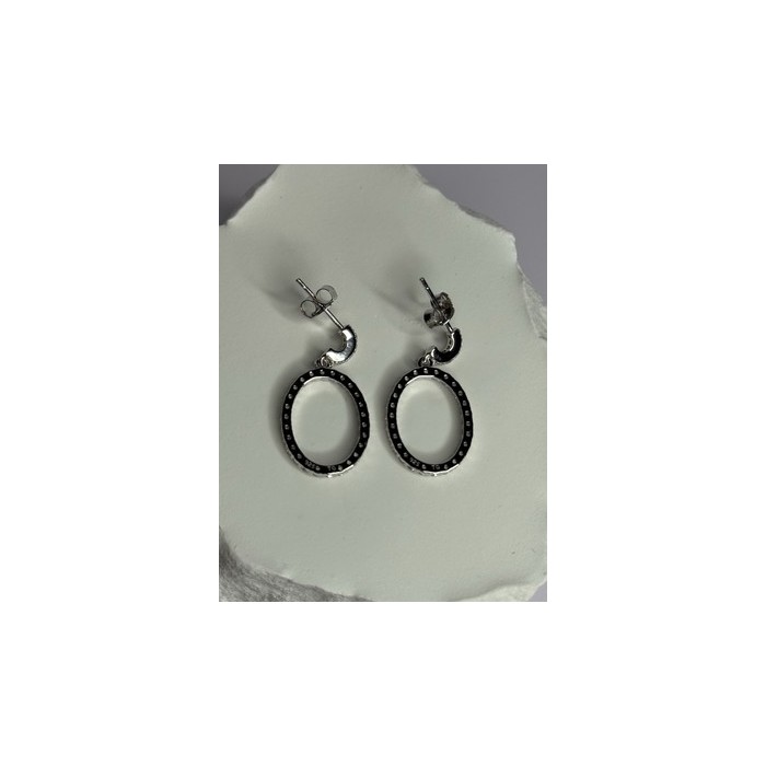 925 Sterling Silver Elegant CZ Earrings Length 1 Inch
