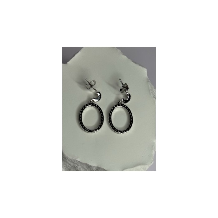 925 Sterling Silver Elegant CZ Earrings Length 1 Inch