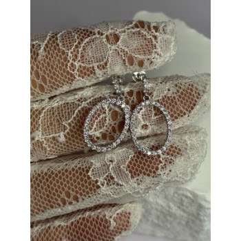 925 Sterling Silver Elegant CZ Earrings Length 1 Inch