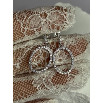 925 Sterling Silver Elegant CZ Earrings Length 1 Inch